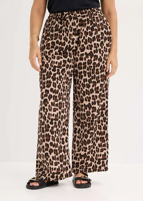 Palazzo-Hose aus fließendem Satin in braun von vorne - bonprix