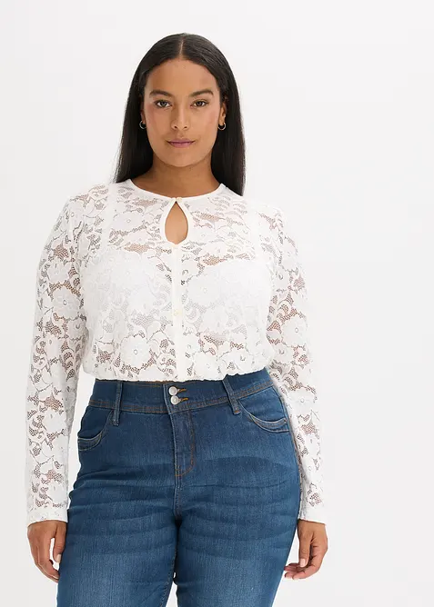 Dirndlbluse in weiß von vorne (im Anschnitt) - bonprix