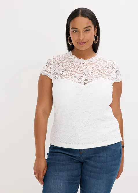 Dirndlbluse in weiß von vorne (im Anschnitt) - bonprix