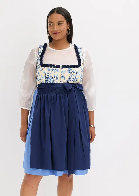 Dirndl mit Schürze (2-tlg.Set) in blau von vorne (Totalaufnahme) - bonprix