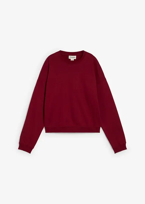 Kurzes Sweatshirt aus reiner Bio-Baumwolle in rot von vorne - bonprix