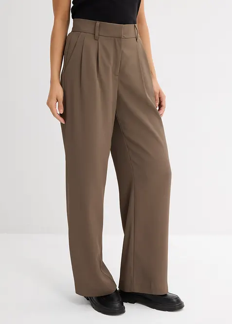 Schlupfhose mit Twill-Struktur in braun von vorne - bonprix