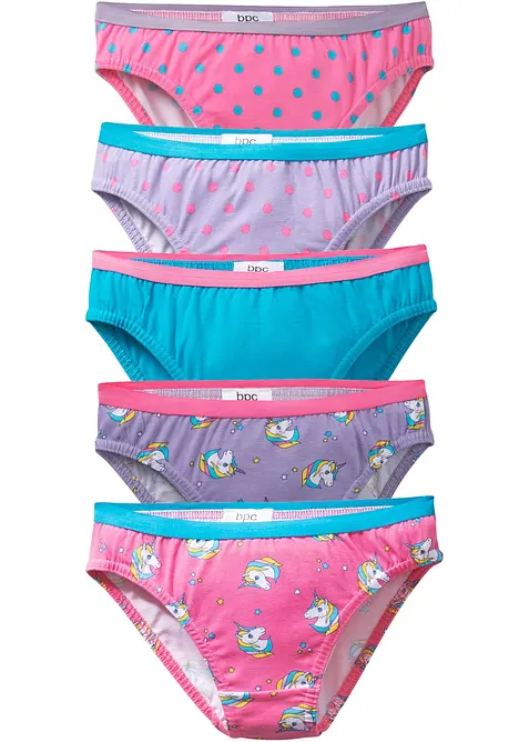 Slip mit weicher Baumwolle (5er Pack) in blau von vorne - bonprix