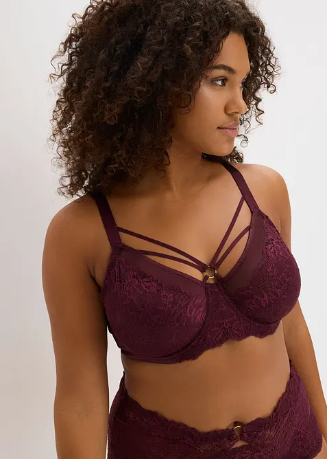 Minimizer-BH mit zarter Spitze in rot von vorne (im Anschnitt) - bonprix