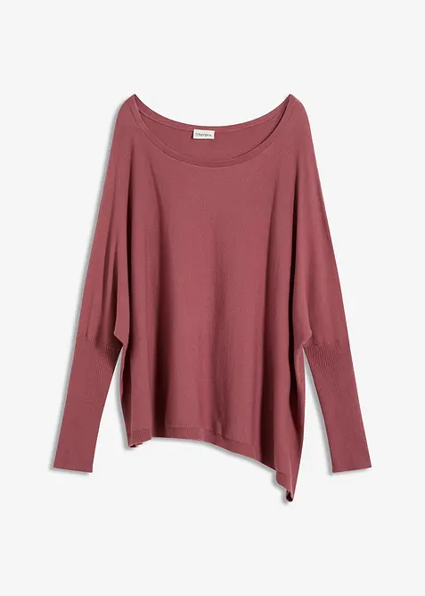 Feinstrickpullover aus feinem Viskose-Mix in lila von vorne - bonprix