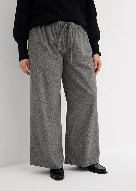 Palazzo-Hose in Wolloptik aus Viskose-Mix in grau von vorne - bonprix