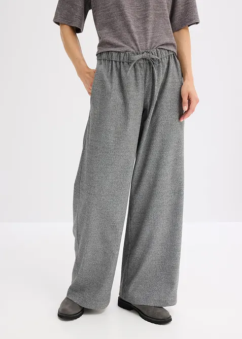 Palazzo-Hose in Wolloptik aus Viskose-Mix in grau von vorne - bonprix