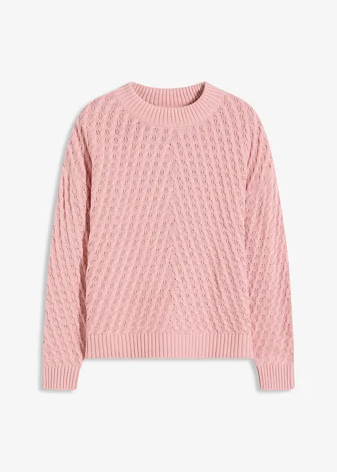 Boxy-Pullover in rosa von vorne - bonprix