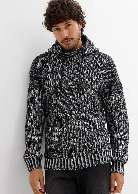 Grobstrickpullover in Regular Fit in schwarz von vorne (im Anschnitt) - bonprix