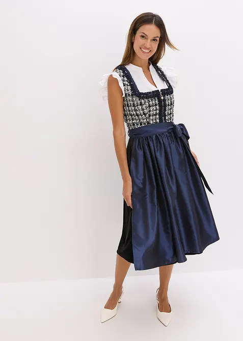 Dirndl und Schürze (2-tlg.Set) in blau im Look von vorne (Totalaufnahme) - bonprix