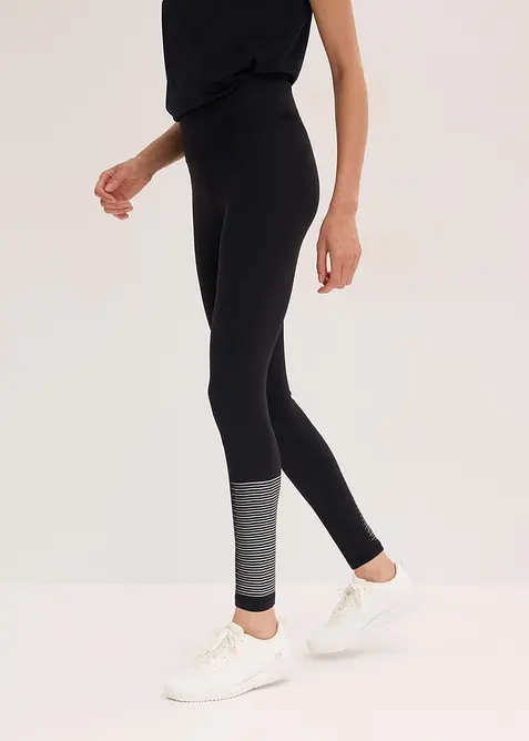 Komfort Sport-Leggings, schnelltrocknend in schwarz von vorne - bonprix