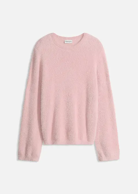 Softer Pullover mit weiten Ärmeln in rosa von vorne - bonprix