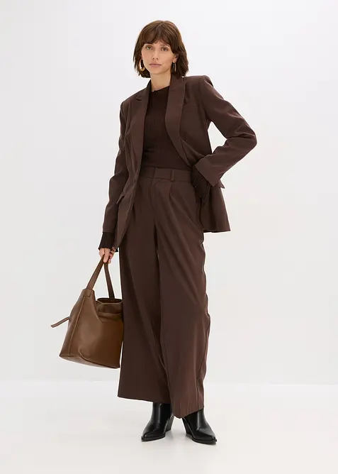 Marlenehose mit Bügelfalte in braun im Look von vorne (Totalaufnahme) - bonprix