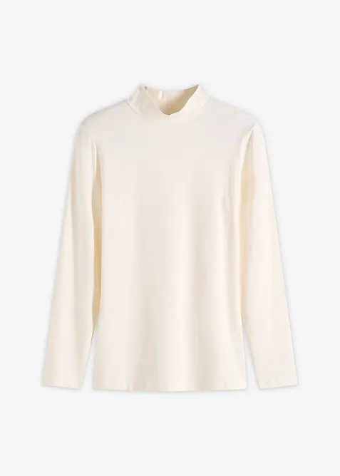 Figurbetontes Langarmshirt in weiß von vorne - bonprix