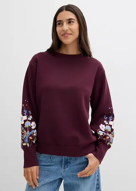 Sweatshirt aus Baumwoll-Mix in rot von vorne (im Anschnitt) - bonprix