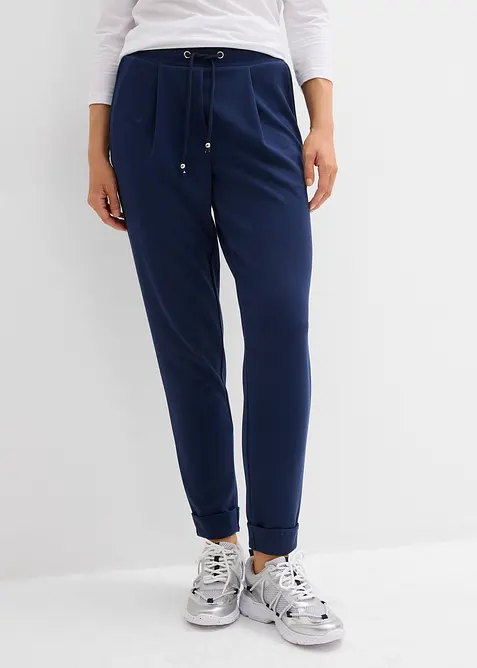 Schlupfhose mit fließender Viskose in blau von vorne - bonprix