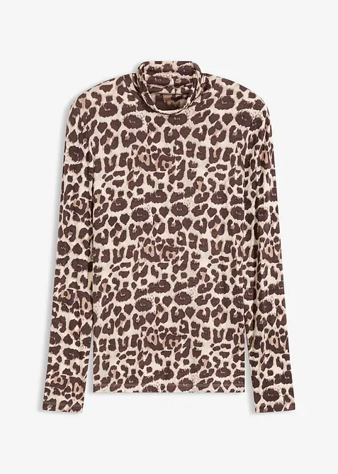 Langarmshirt aus softem Viskose-Mix in braun von vorne - bonprix