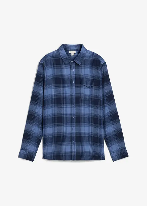 Flanellhemd aus reiner Bio-Baumwolle in blau von vorne - bonprix