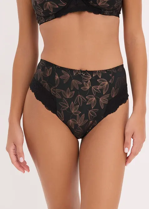 Maxislip mit schimmerndem Druck in schwarz von vorne - bonprix