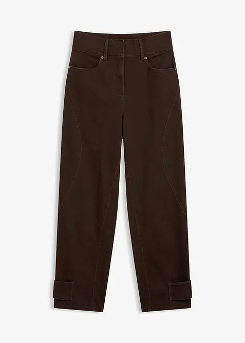 Twillhose mit hohem Bund in braun von vorne - bonprix