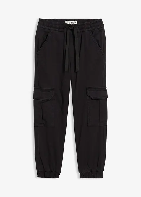 Thermo Regular Fit Cargohose mit Jerseyfutter in schwarz von vorne - bonprix
