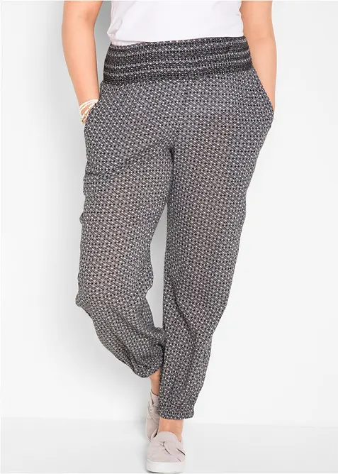 Harems-Hose aus reiner Baumwolle in schwarz von vorne - bonprix