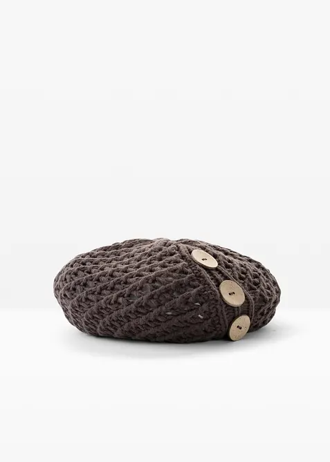gestrickte Mütze mit Knöpfen in grau von vorne - bonprix