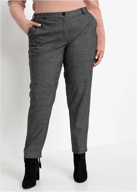 Karo-Chinohose in schwarz von vorne - bonprix