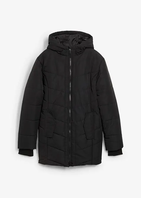 Winterparka mit Kapuze, wasserabweisend in schwarz von vorne - bonprix