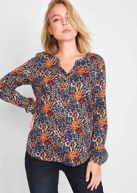 Tunika-Shirt aus reiner Bio-Baumwolle in orange von vorne (im Anschnitt) - bonprix