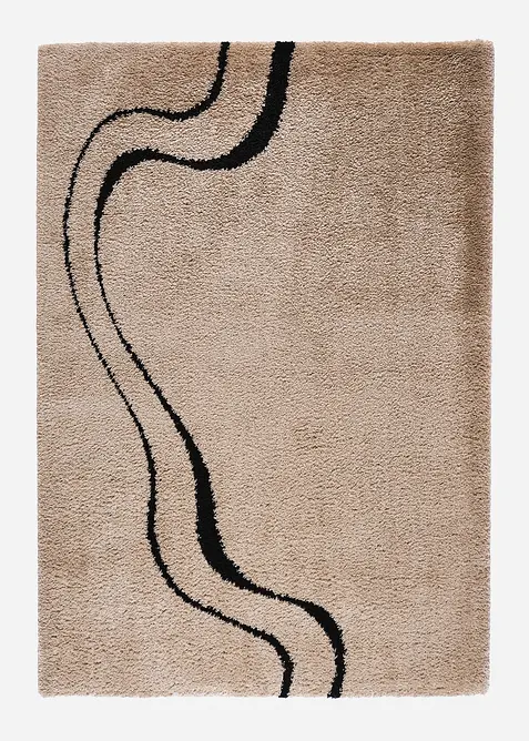 Hochflor Teppich mit moderner Musterung in beige von vorne - bonprix