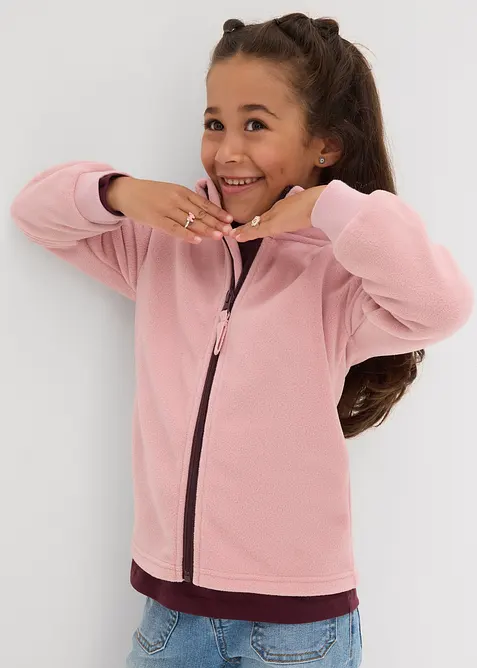 Fleecejacke in rosa von vorne (im Anschnitt) - bonprix