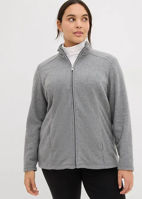 Fleecejacke mit Stehkragen in grau von vorne (im Anschnitt) - bonprix