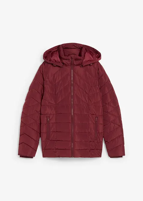 Leichte Steppjacke mit abnehmbarer Kapuze in rot von vorne - bonprix