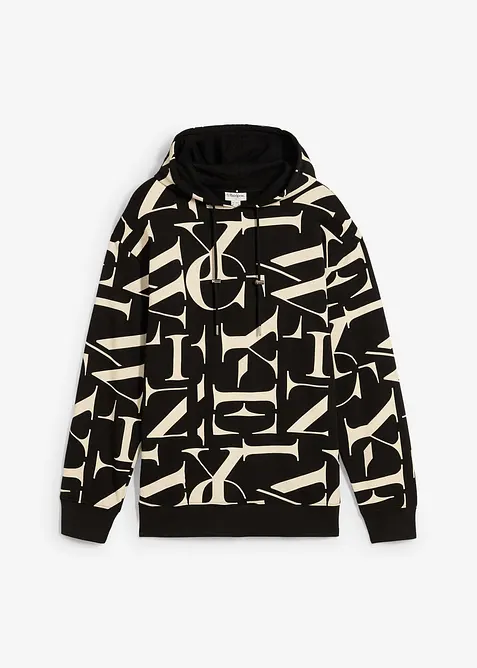 Kapuzensweatshirt in Loose Fit in schwarz von vorne - bonprix