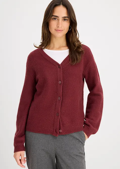 Strickjacke in rot von vorne (im Anschnitt) - bonprix