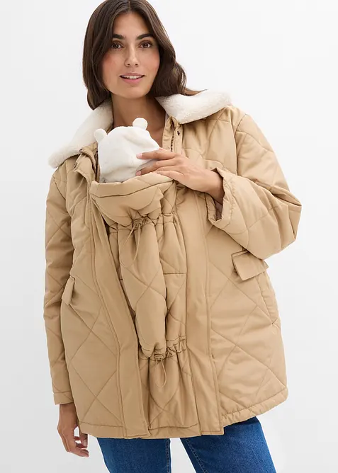 6-in-1 Umstands-und Tragejacke mit herausnehmbarer Weste in beige von vorne (im Anschnitt) - bonprix