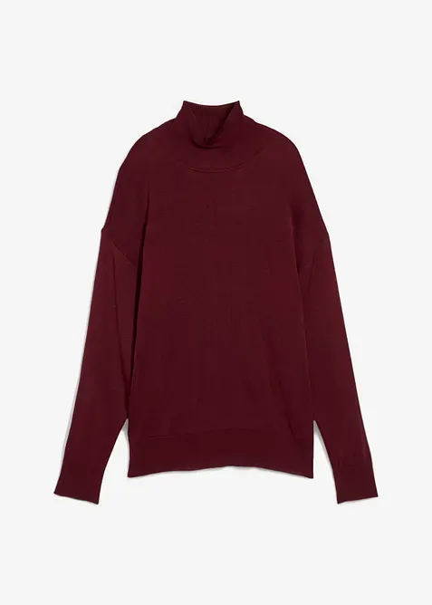 Leichter Feinstrickpullover mit breitem Turtleneck aus Viskose-Mix in rot von vorne - bonprix