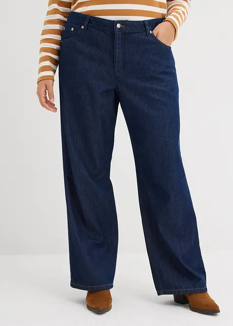 Straight-Jeans Mid Waist in blau von vorne - bonprix