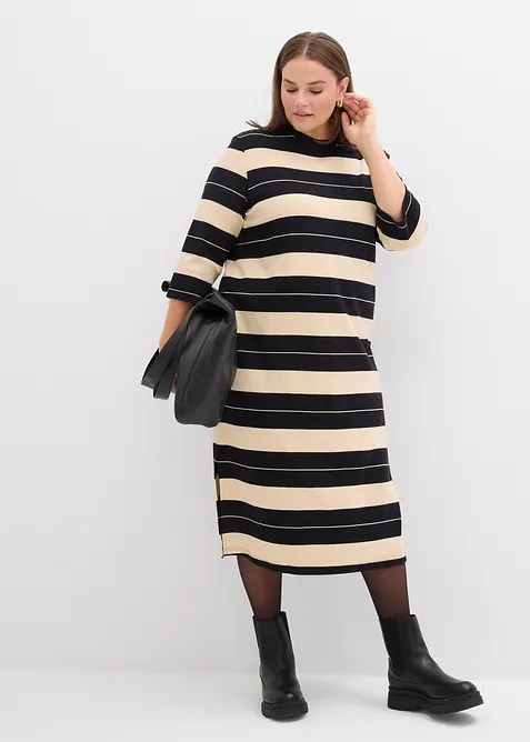 Shirtkleid aus reiner Baumwolle in schwarz von vorne (Totalaufnahme) - bonprix
