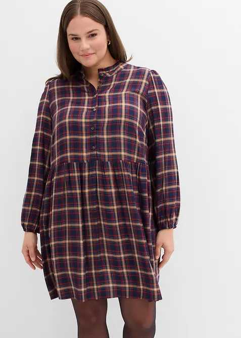 Minikleid aus softer Viskose in blau von vorne (Totalaufnahme) - bonprix