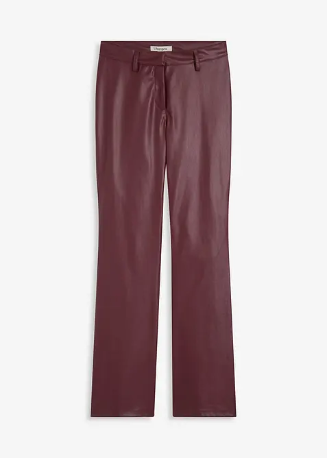 Lederimitat-Hose mit ausgestelltem Bein in rot von vorne - bonprix