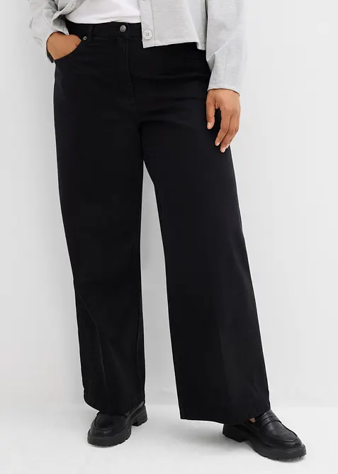 Twillhose mit Bügelfalte aus reiner Baumwolle in schwarz von vorne - bonprix