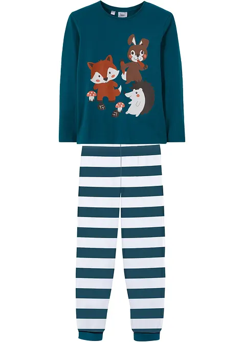 Pyjama aus reiner Bio-Baumwolle (2-tlg. Set) in weiß von vorne - bonprix