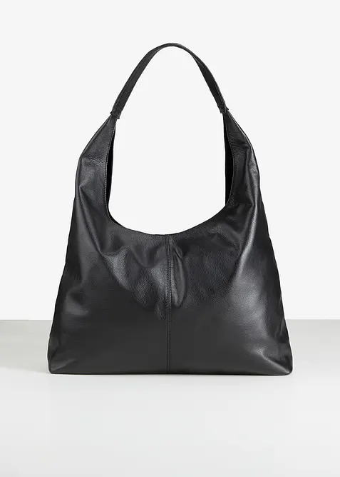 Premium Ledershopper in schwarz von vorne - bonprix