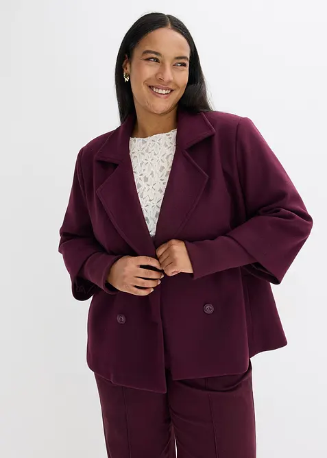 Cabanjacke mit Strickärmeln in rot von vorne (im Anschnitt) - bonprix
