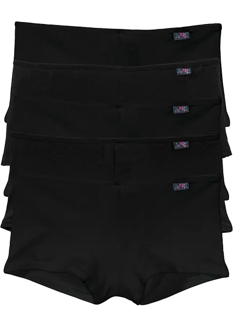 Panty mit weicher Bio-Baumwolle (5er Pack) in schwarz von vorne - bonprix