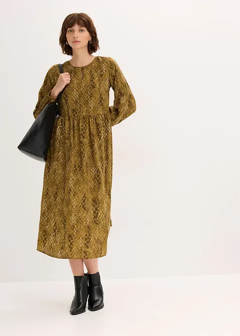 Midikleid aus fließendem Satin in grün im Look von vorne (Totalaufnahme) - bonprix