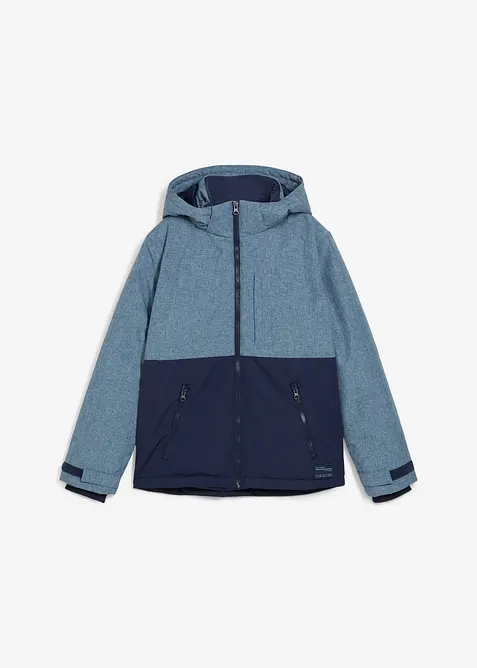 wattierte Winterjacke im Colourblocking mit Kapuze in blau von vorne - bonprix
