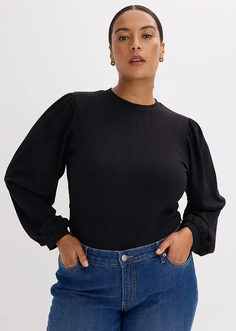 Shirt in schwarz von vorne (im Anschnitt) - bonprix